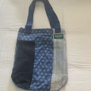 Stylish Blue Denim and White Tote Bag